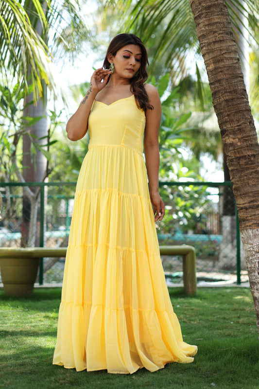 Sunshine Yellow Smocked Tiered Dress